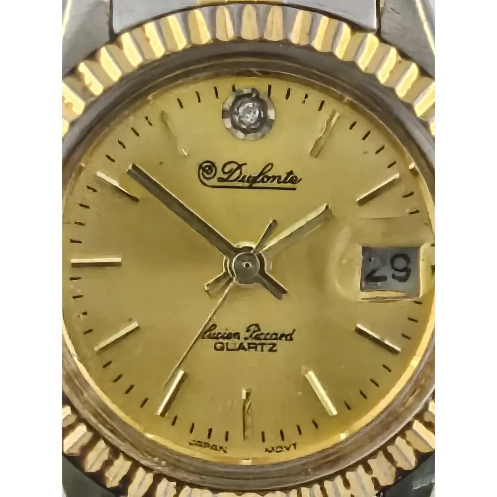Ladies Lucien Piccard Dufonte Presidential Style Fluted Bezel Quartz Watch Runs